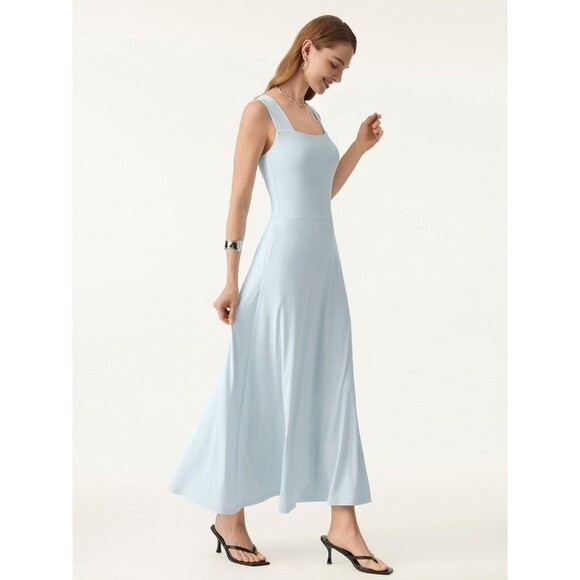 OGL Eco-SkinKiss  XL Flowy Square Neck Wide Straps Midi Brami Dress Pockets NWT - Picture 8 of 16